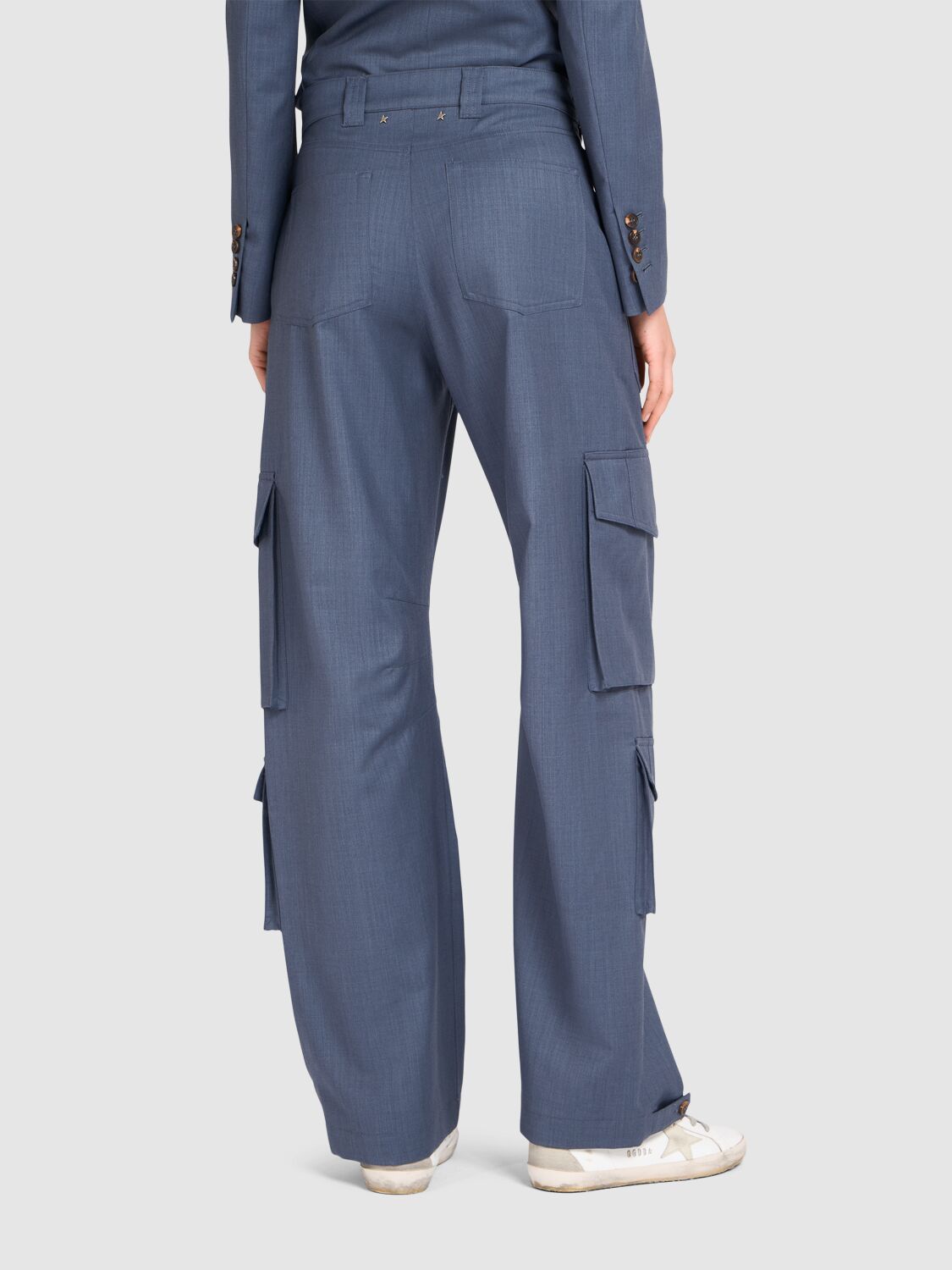 Shop Golden Goose Journey Wool Cargo Pants In Blue