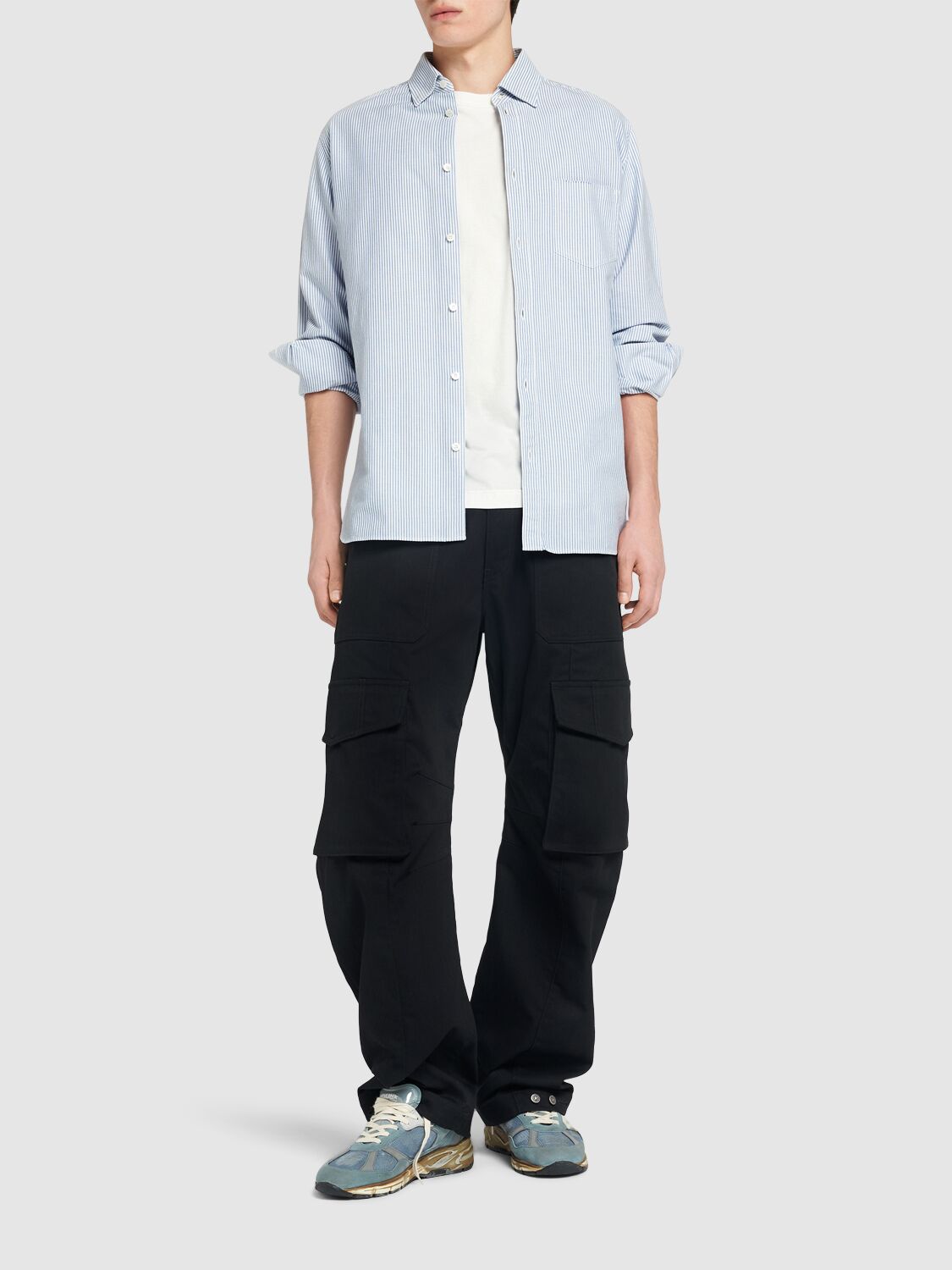 Shop Golden Goose Golden Cotton Blend Cargo Pants In Black