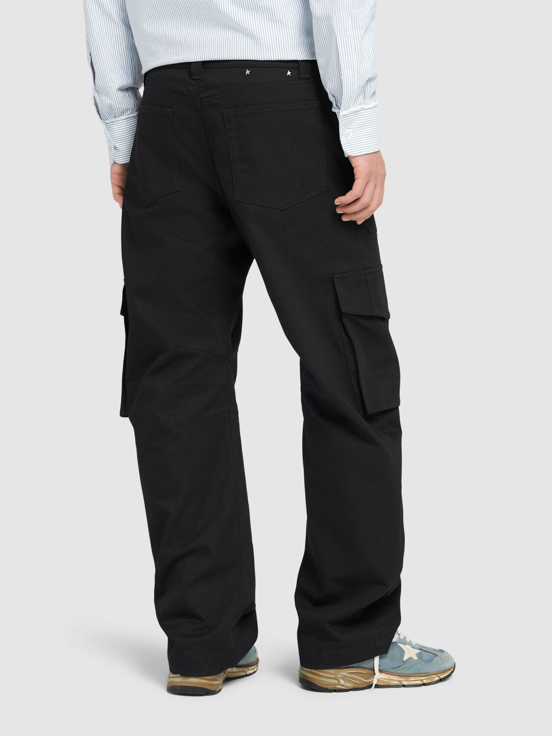 Shop Golden Goose Golden Cotton Blend Cargo Pants In Black