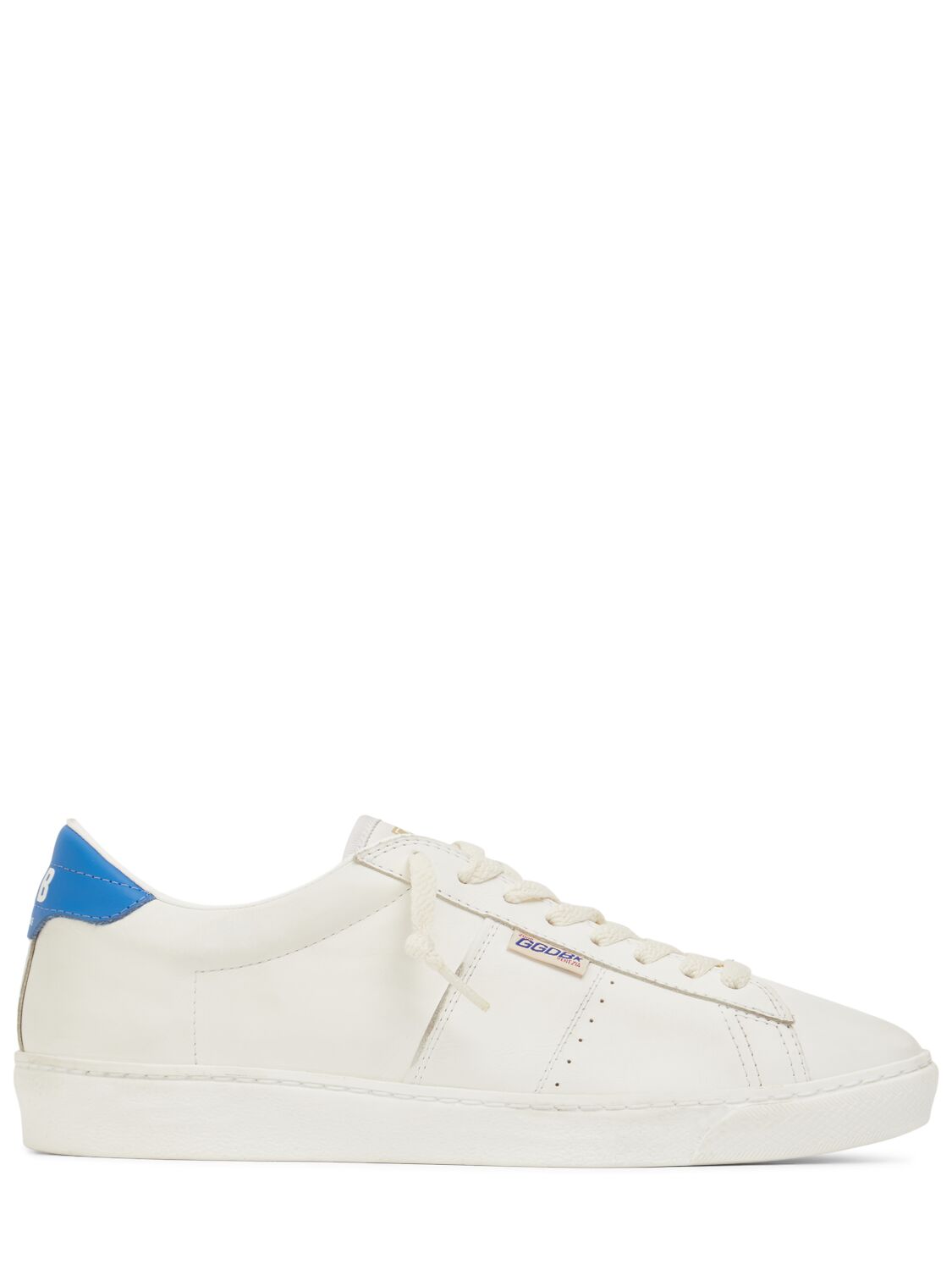 Shop Golden Goose Matchstar Leather Sneakers In White/blue