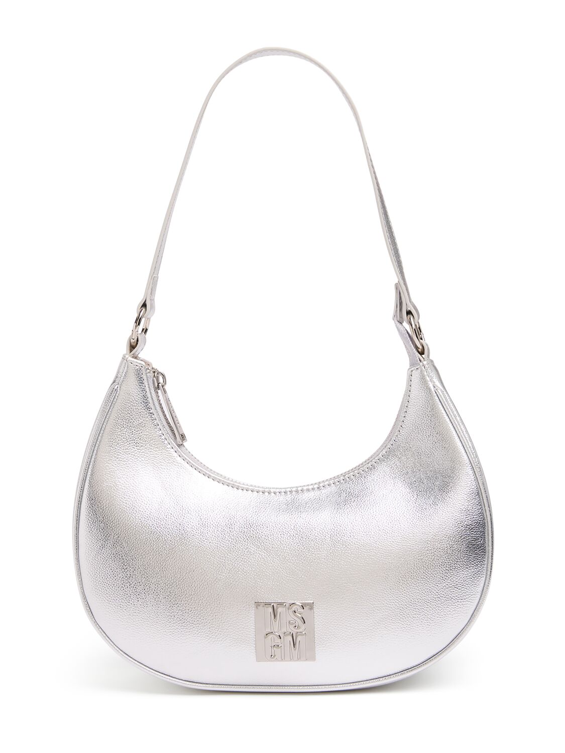 Msgm Faux Leather Shoulder Bag In Silver