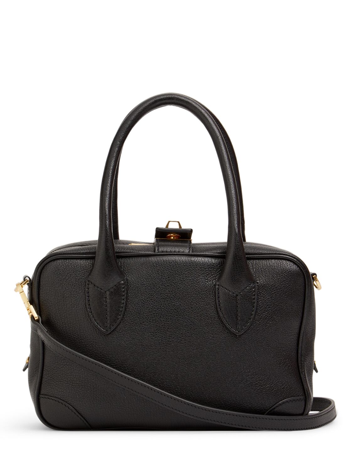 Golden Goose Life Black Sheepskin Bag And Gold Details In Black