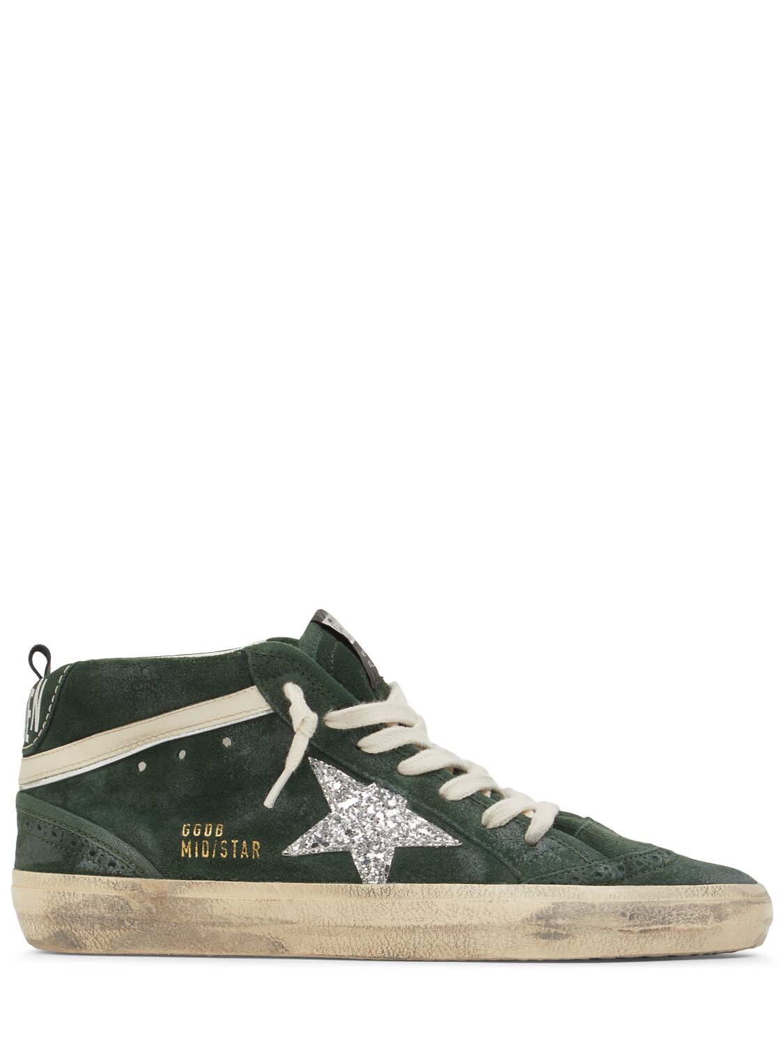 Shop Golden Goose 20mm Mid Star Suede Sneakers In Green/silver