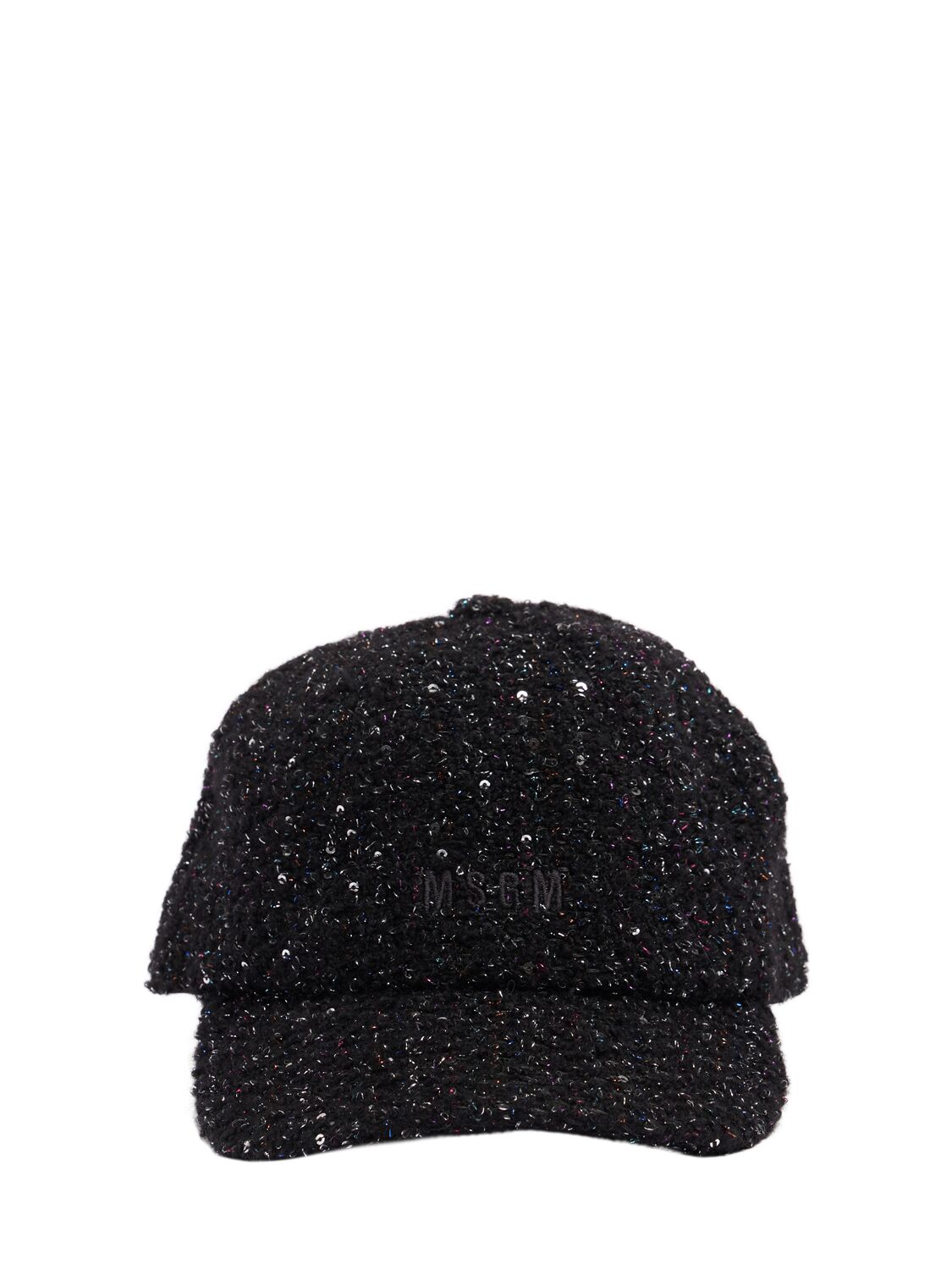 Msgm Tweed Baseball Hat In Black