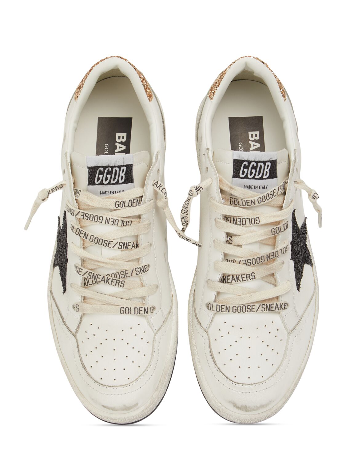 Shop Golden Goose 20mm Ballstar Leather Sneakers In White