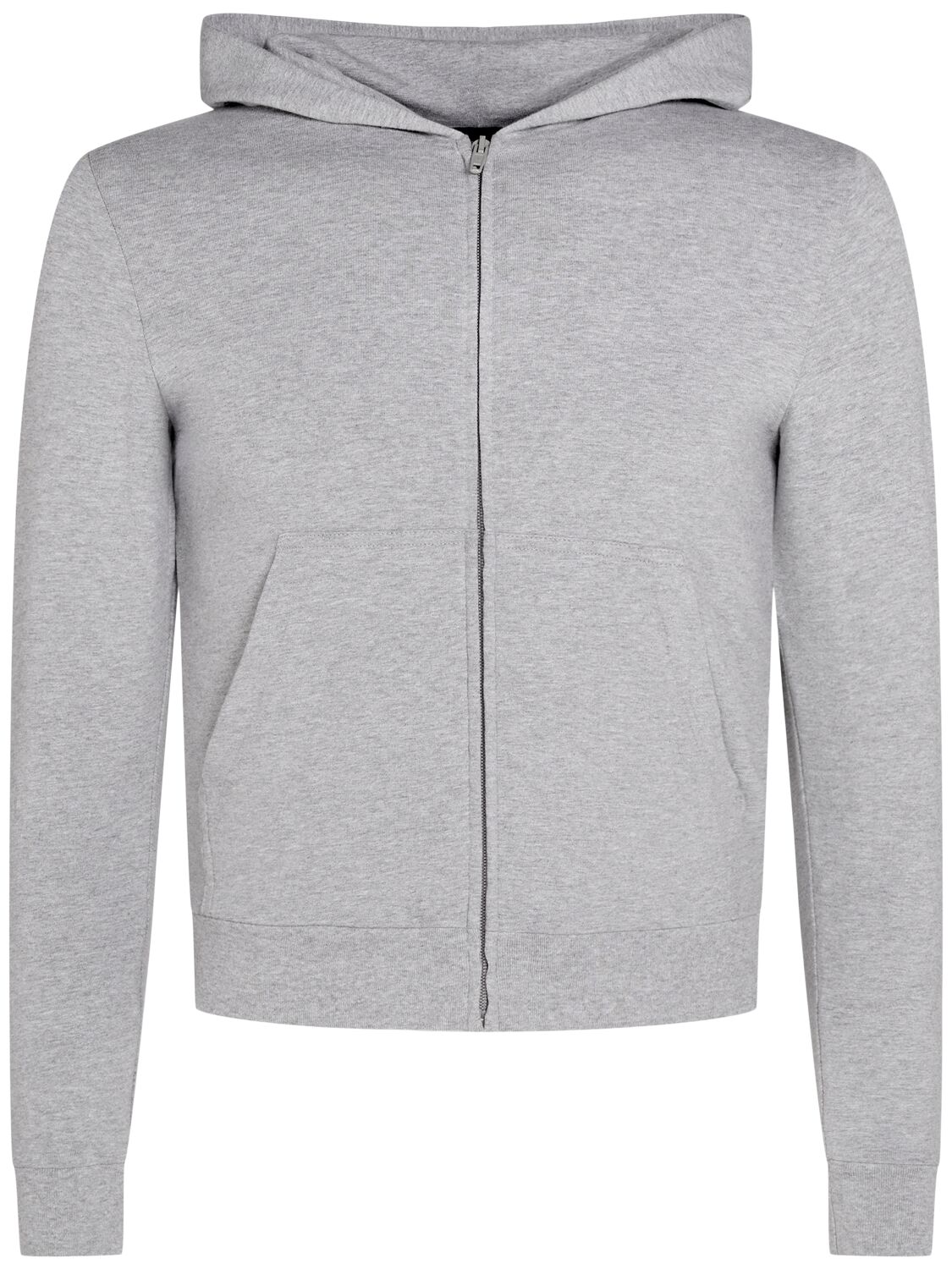 Balenciaga Logo Stretch Cotton Hoodie In Heather Grey