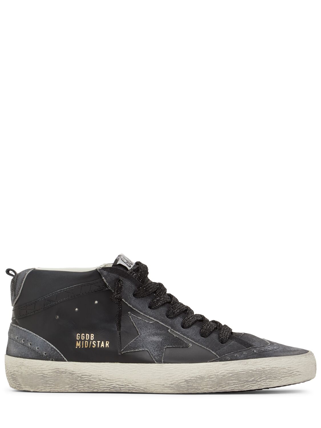 Golden Goose 20mm Mid Star Leather Sneakers In Black