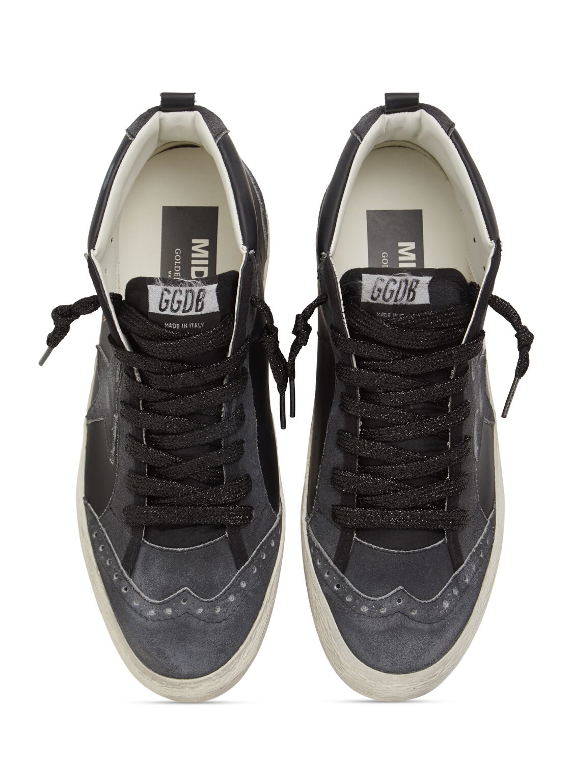 Shop Golden Goose 20mm Mid Star Leather Sneakers In Black