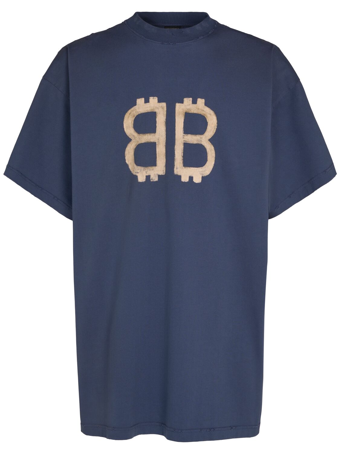 Balenciaga Crypto Print Vintage Cotton T-shirt In Washed Blue
