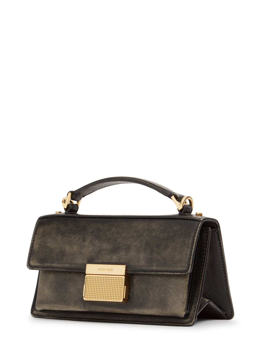 Shop Golden Goose Small Venezia Leather Top Handle Bag In Black