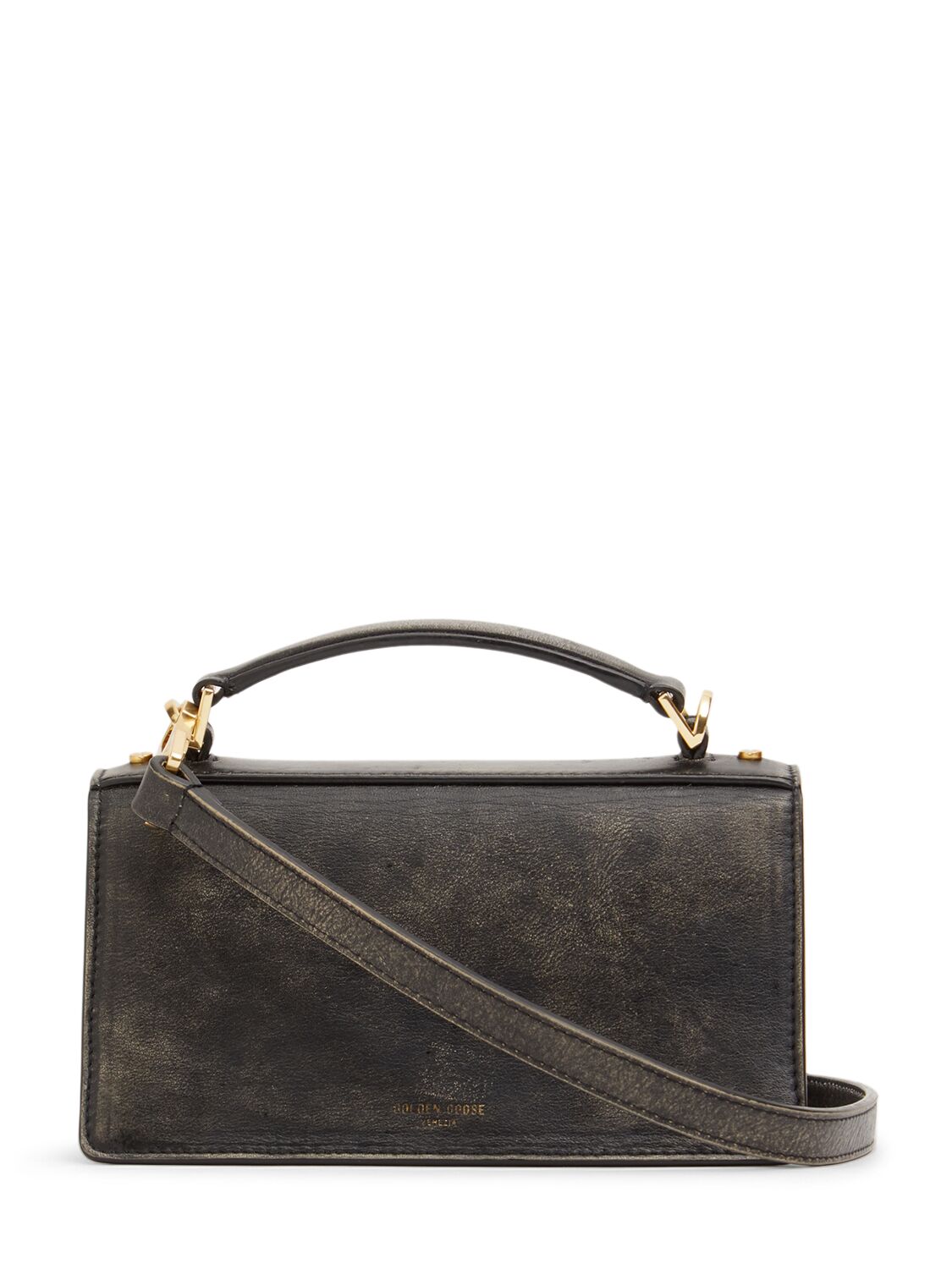 Shop Golden Goose Small Venezia Leather Top Handle Bag In Black