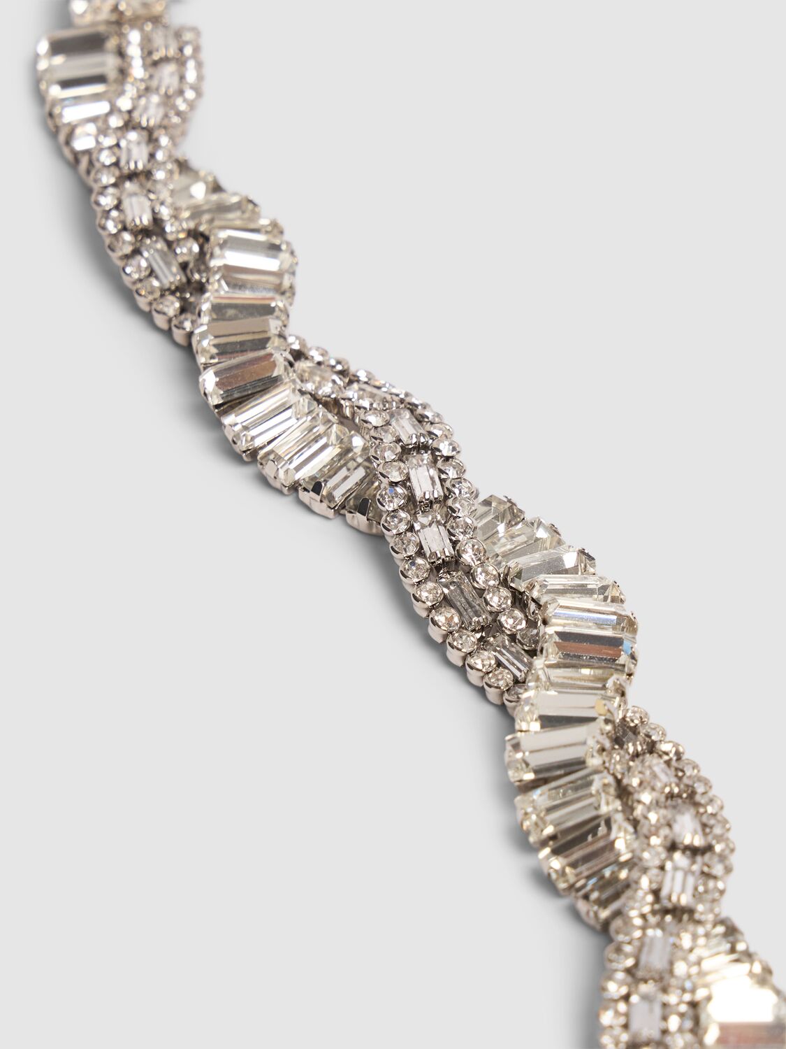 Shop Alessandra Rich Crystal Braid Belt In Silver