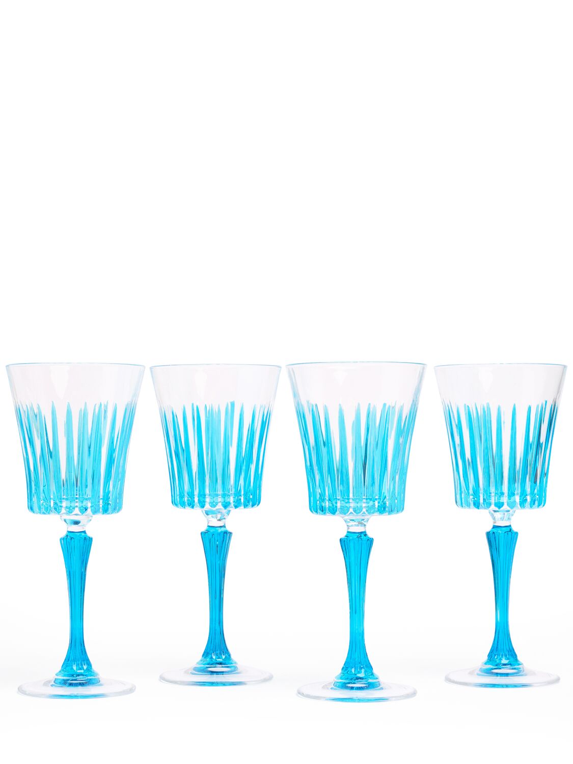 Les Ottomans Set Of 4 Hand-painted Wine Glasses In Blue