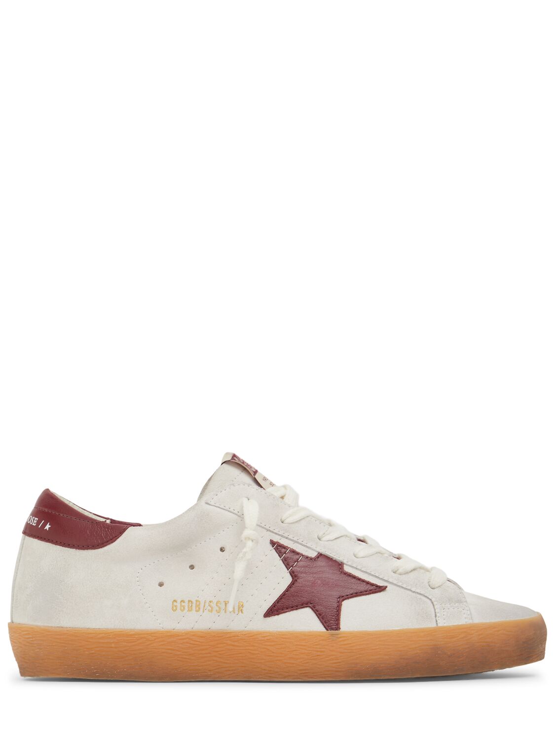 Golden Goose 20mm Super-star Suede Sneakers In White/bordeaux