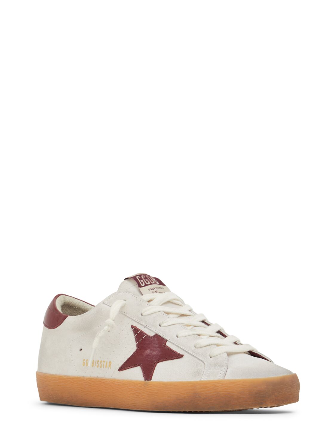 Shop Golden Goose 20mm Super-star Suede Sneakers In White/bordeaux