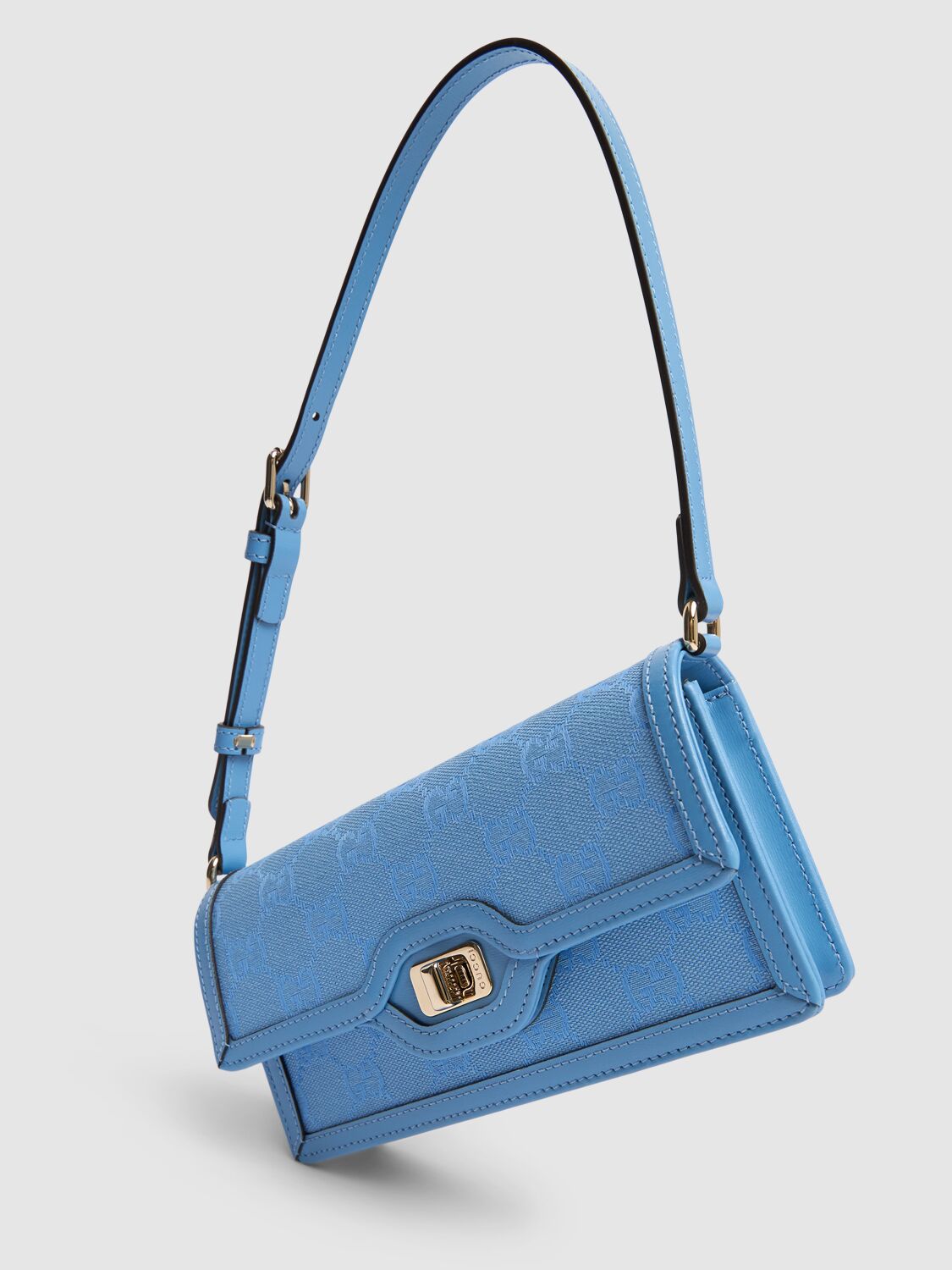 Shop Gucci Mini Luce Leather & Canvas Shoulder Bag In Mindful Azure