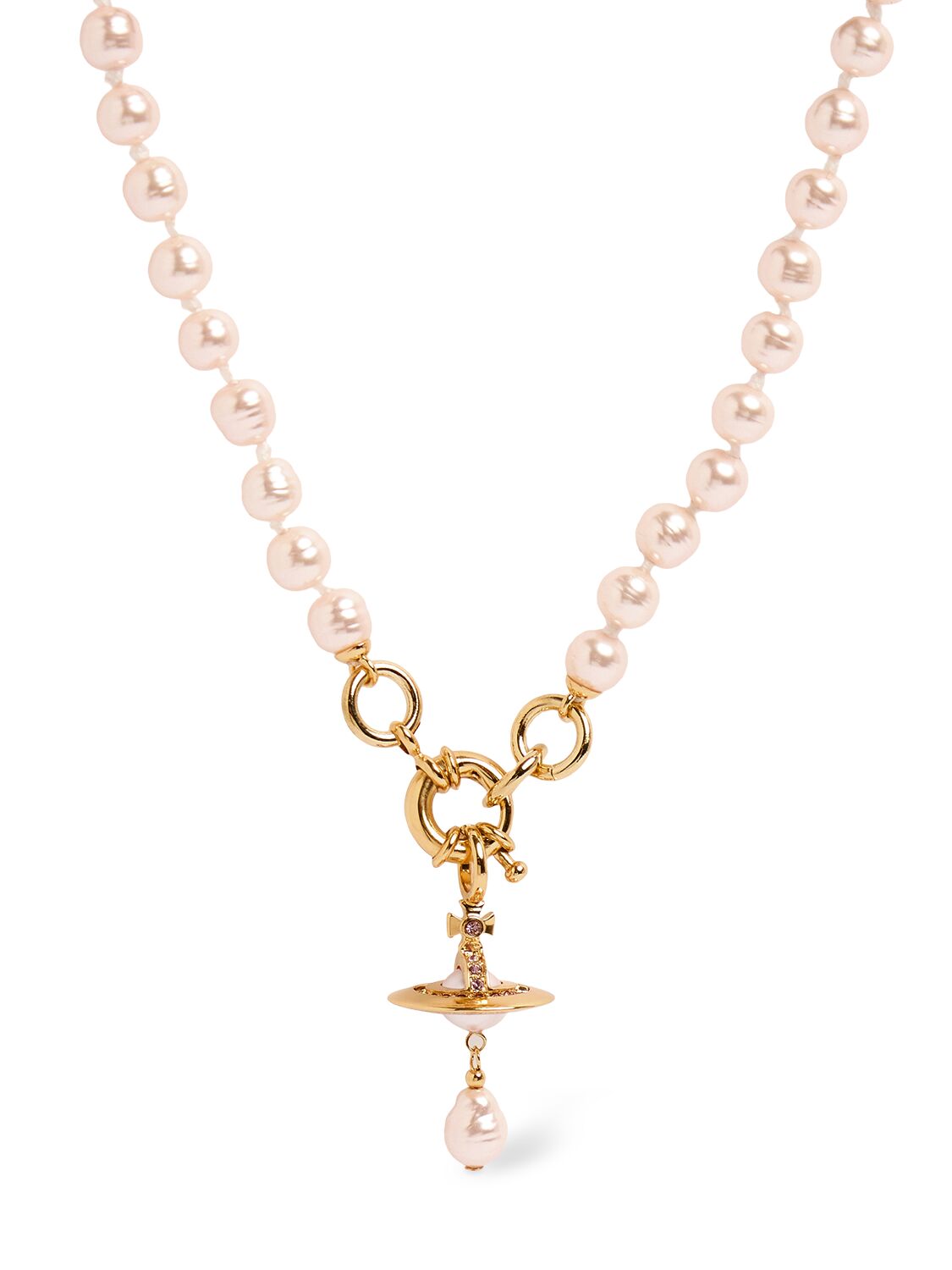 Vivienne Westwood Aleksa Faux Pearl Necklace In Pink,gold