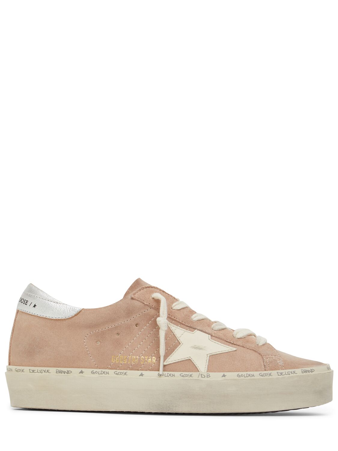 Shop Golden Goose 30mm Hi Star Suede Sneakers In Pink,beige