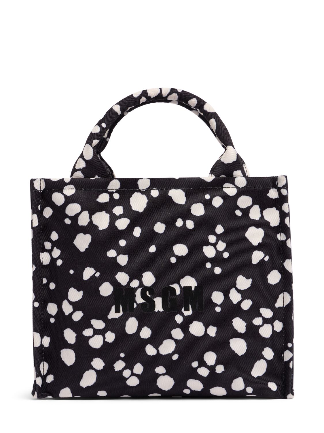 Msgm Small Monogram Printed Tote Bag In Black