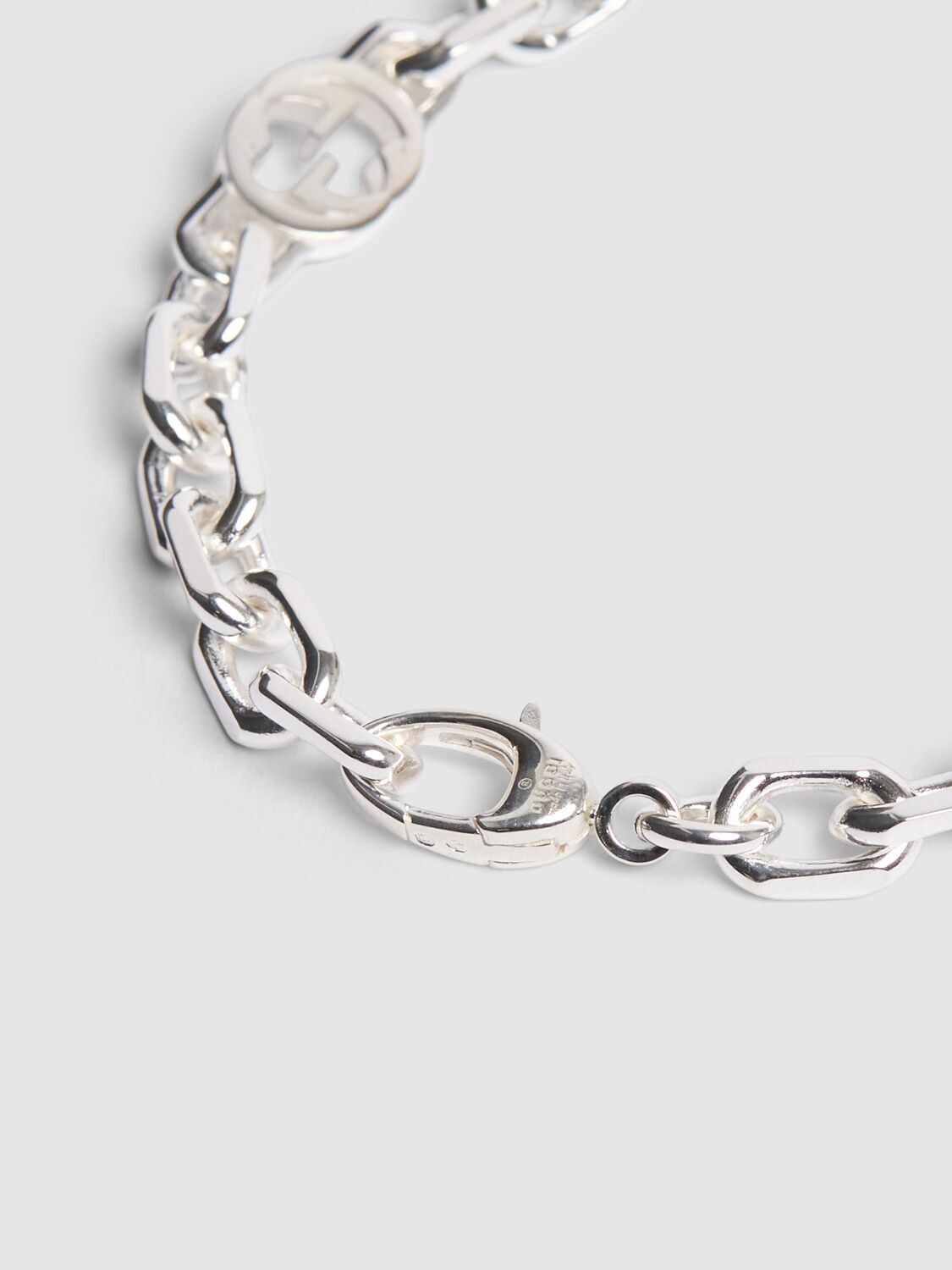Shop Gucci Interlocking Silver Chain Bracelet
