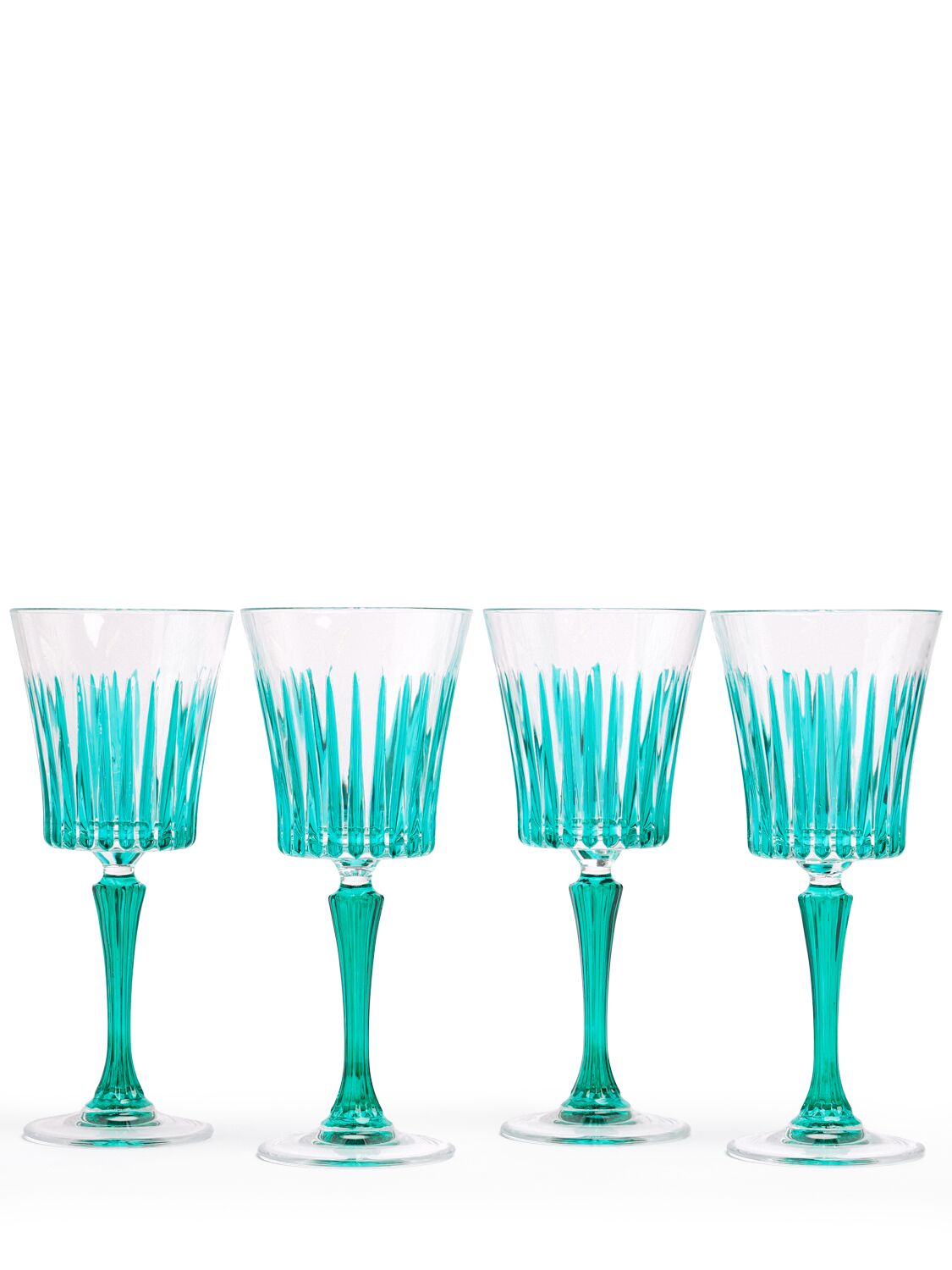 Les Ottomans Set Of 4 Hand-painted Wine Glasses In Green
