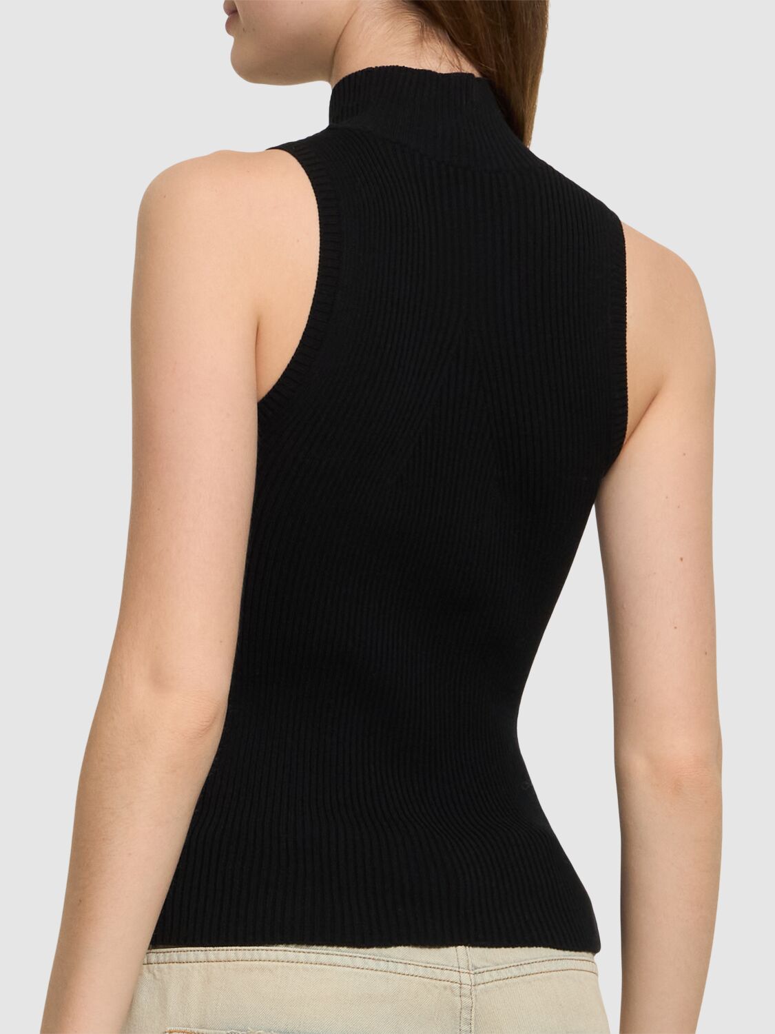 MSGM VISCOSE BLEND KNIT TURTLENECK TOP 