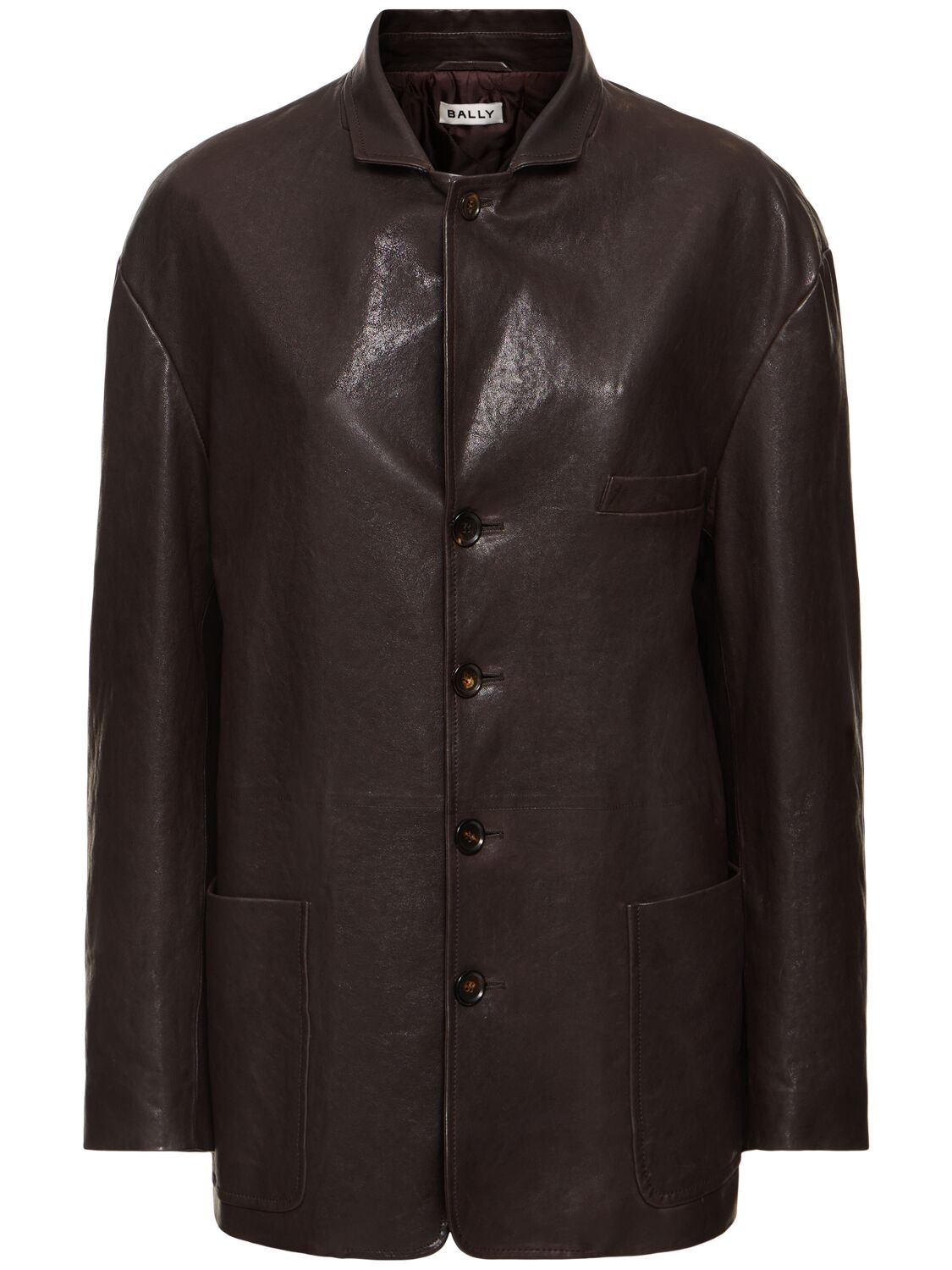 Bally Leather Jacket In Brown