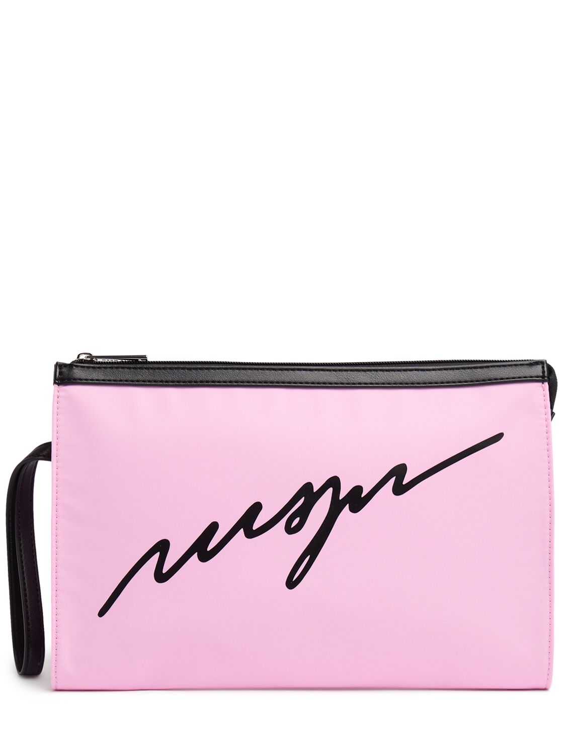 Msgm Logo Printed Nylon Pochette In Pink