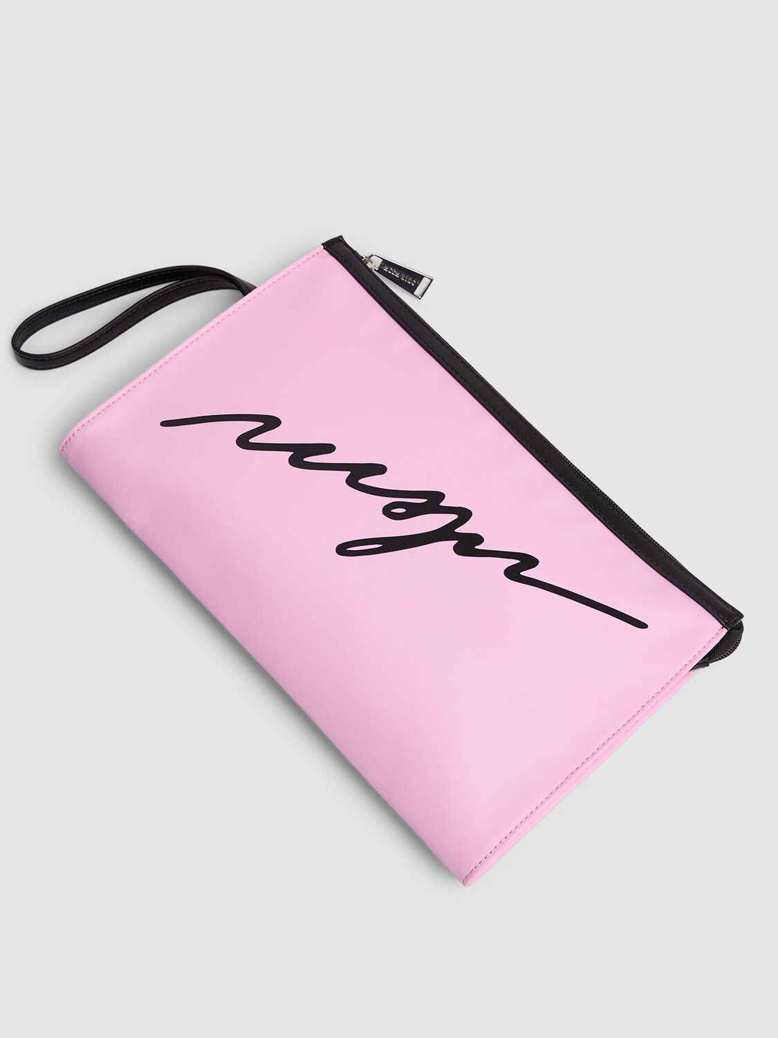 Shop Msgm Logo Printed Nylon Pochette In Pink