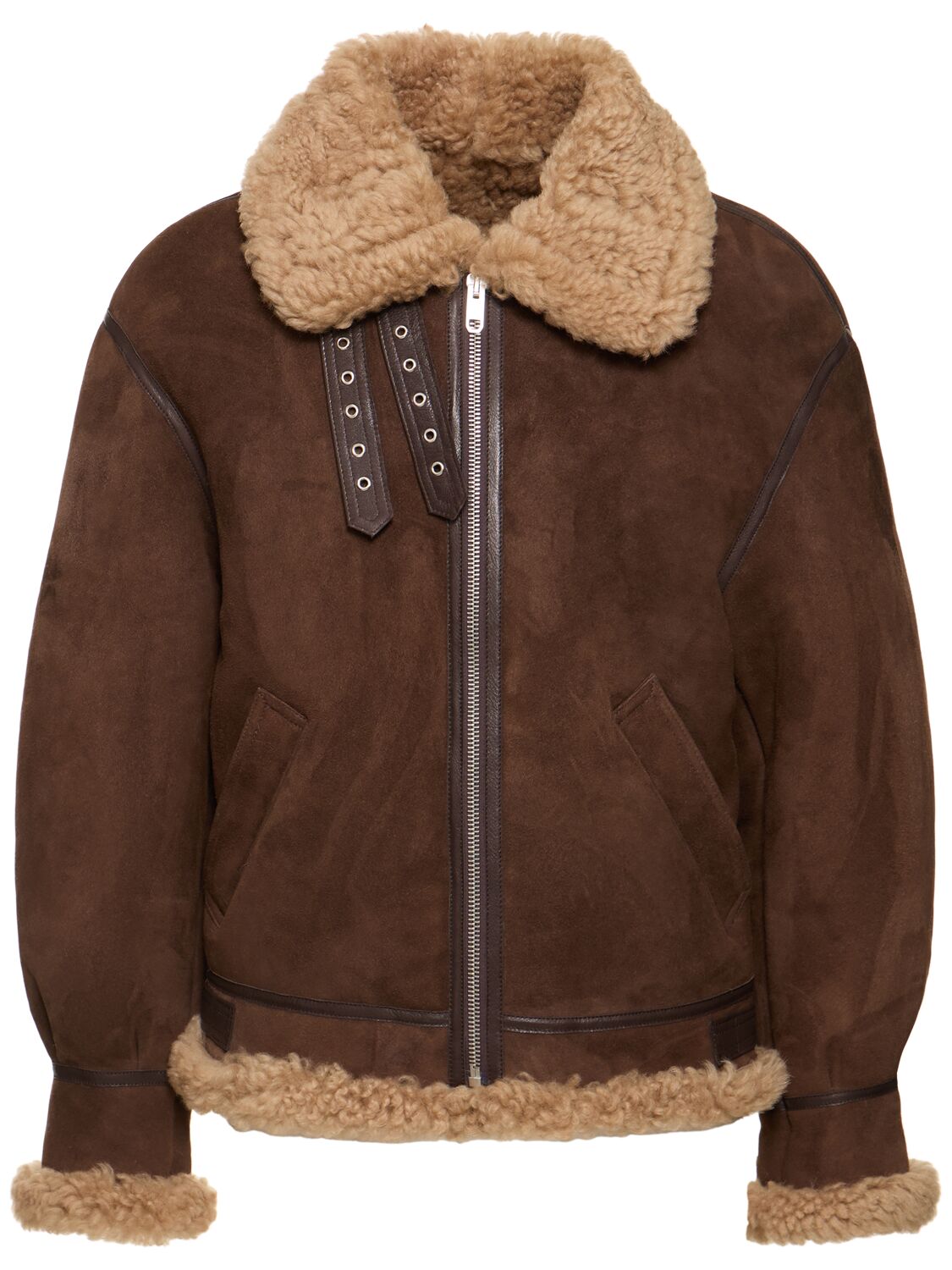 Bally Suede Shearling Jacket In Brown
