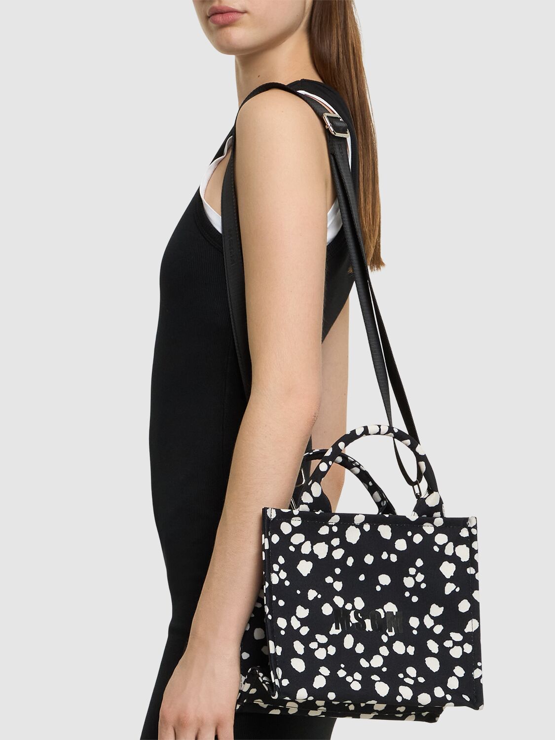 Shop Msgm Small Monogram Printed Bag In Black