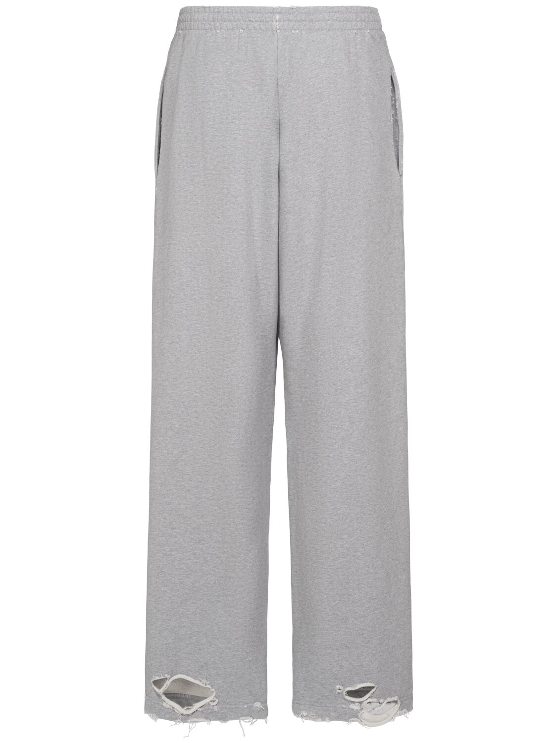 Shop Balenciaga Baggy Cotton Sweatpants In Heather Grey