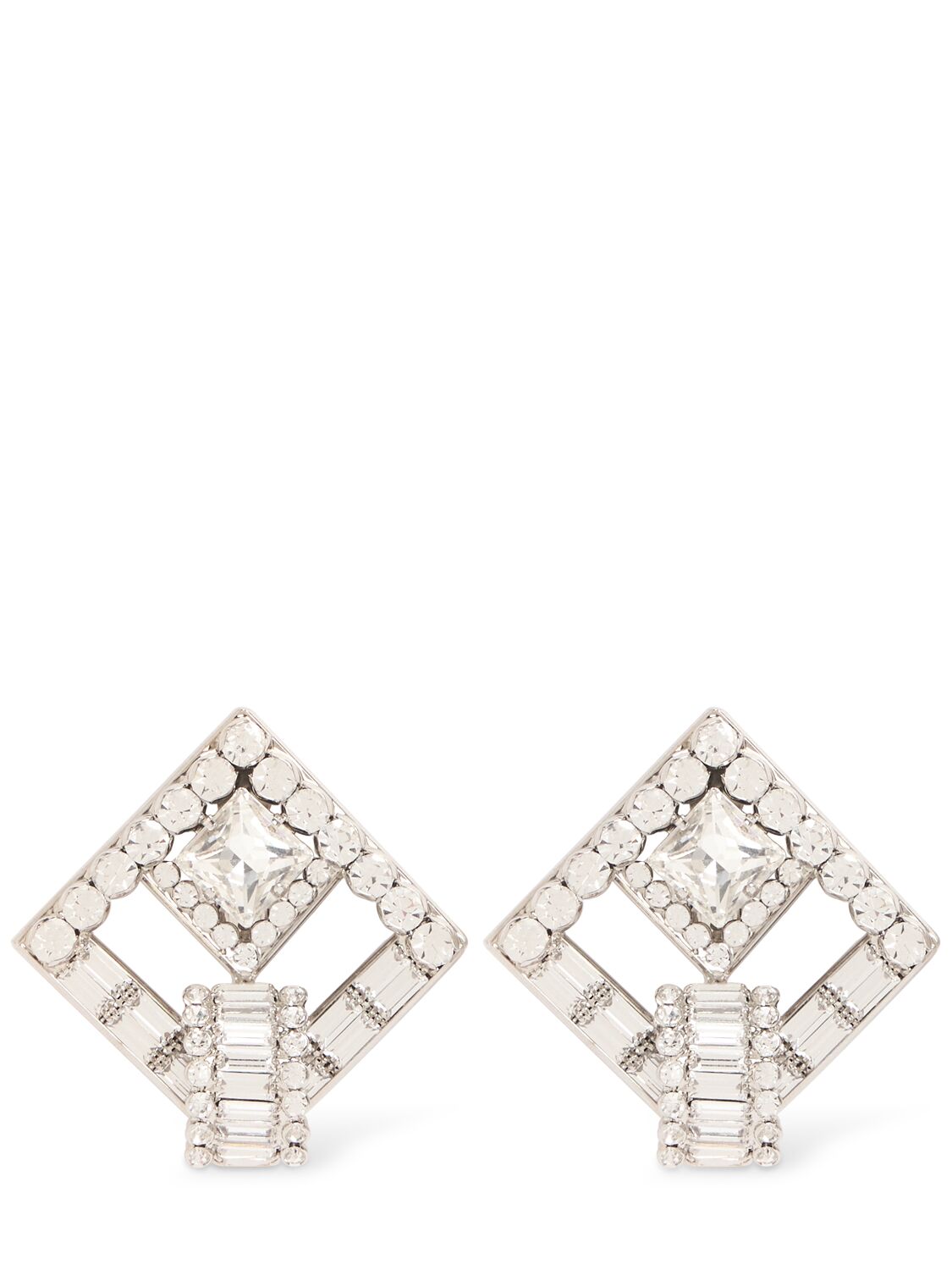 Alessandra Rich Crystal Square Earrings In White