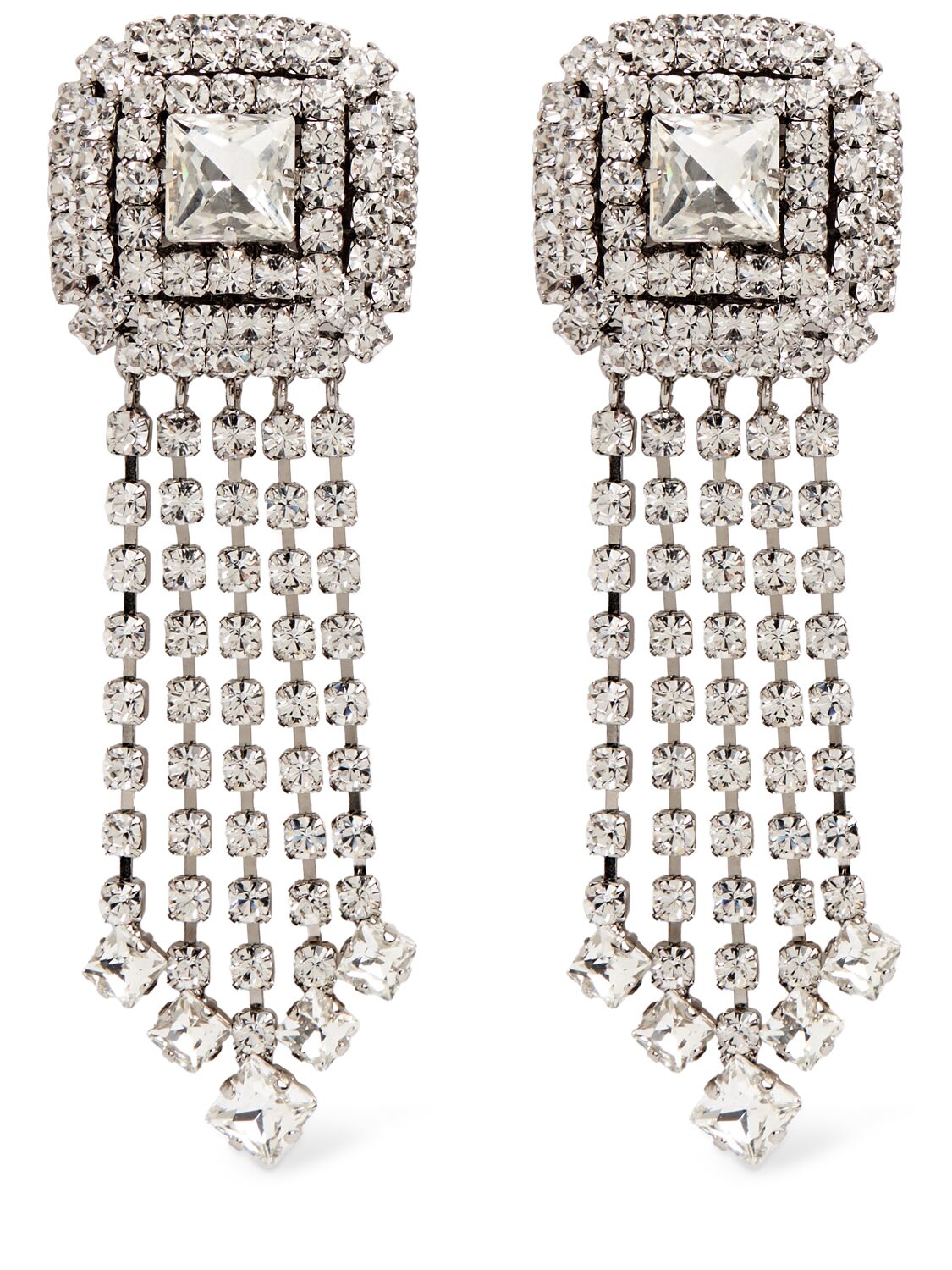 Boucles D’oreilles Carrées En Cristaux À Franges - ALESSANDRA RICH - Modalova