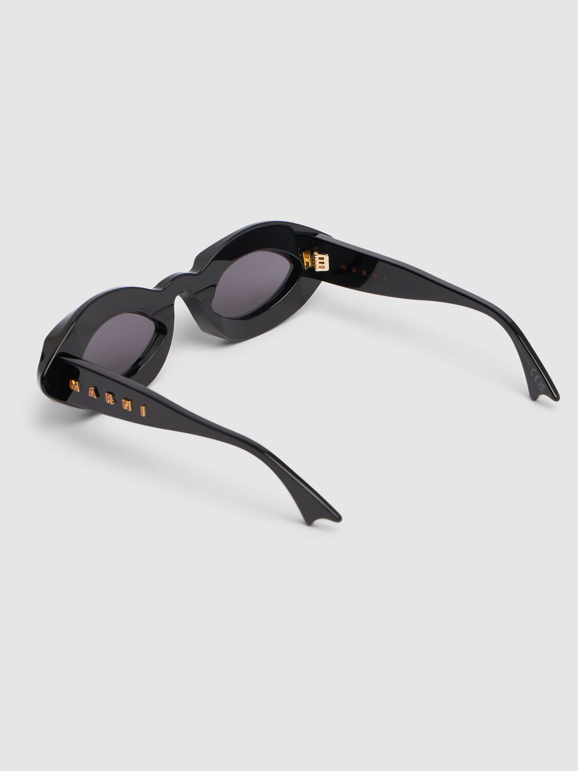 Shop Marni Dark Doodad Black Acetate Sunglasses In Black,grey