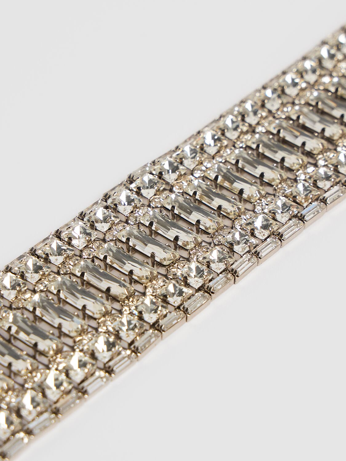 Shop Alessandra Rich Crystal Baguette Choker In Silver