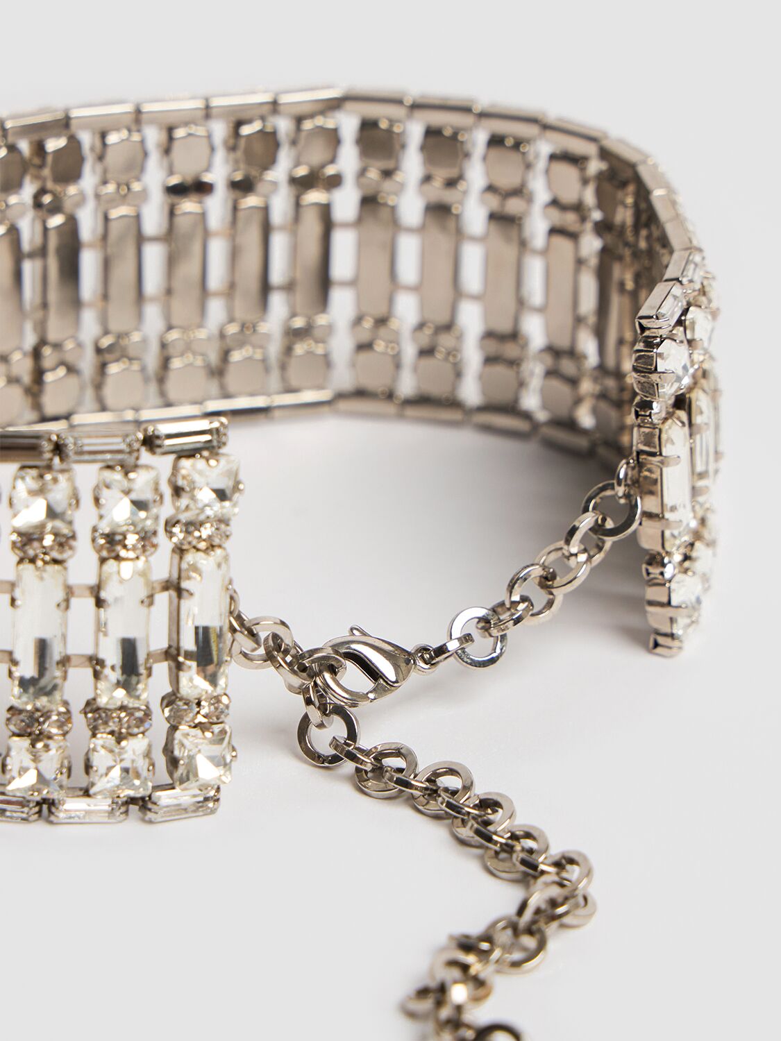 Shop Alessandra Rich Crystal Baguette Choker In Silver