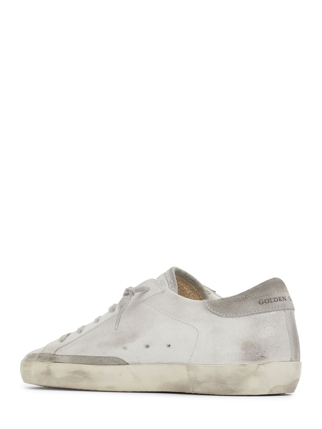 Shop Golden Goose 20mm Super-star Leather Sneakers In Silver