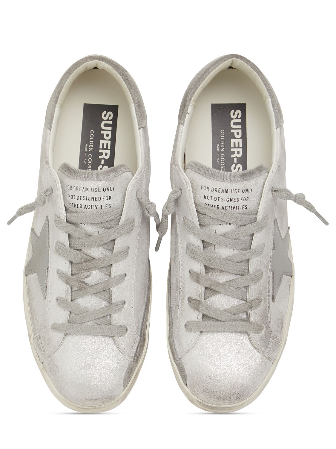 Shop Golden Goose 20mm Super-star Leather Sneakers In Silver