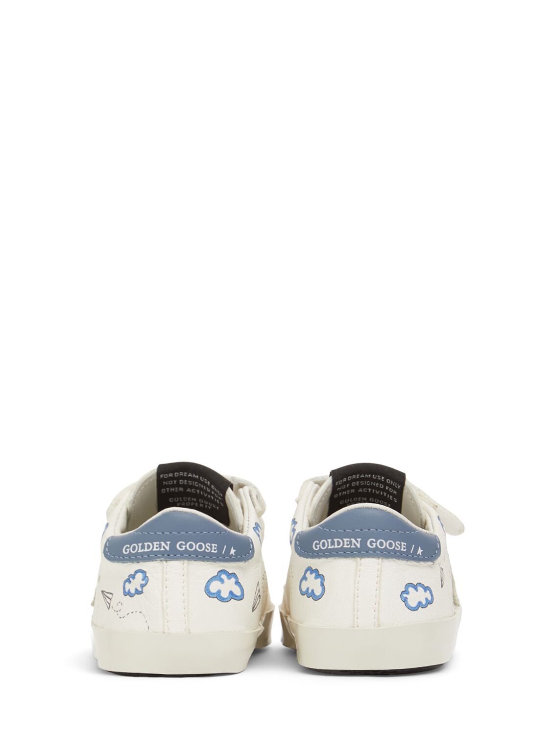 Shop Golden Goose Baby School Leather Pre-walker Shoes In White/blue