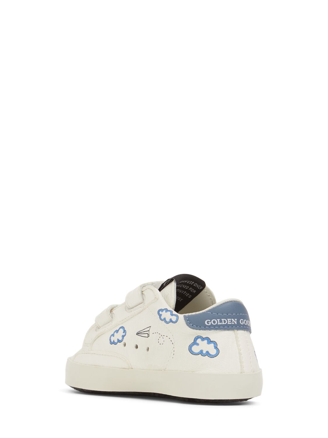 Shop Golden Goose Baby School Leather Pre-walker Shoes In White/blue