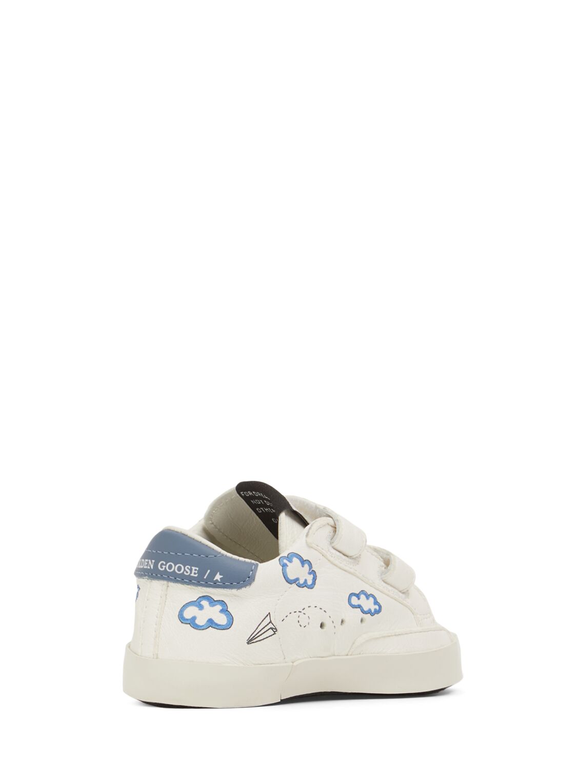 Shop Golden Goose Baby School Leather Pre-walker Shoes In White/blue