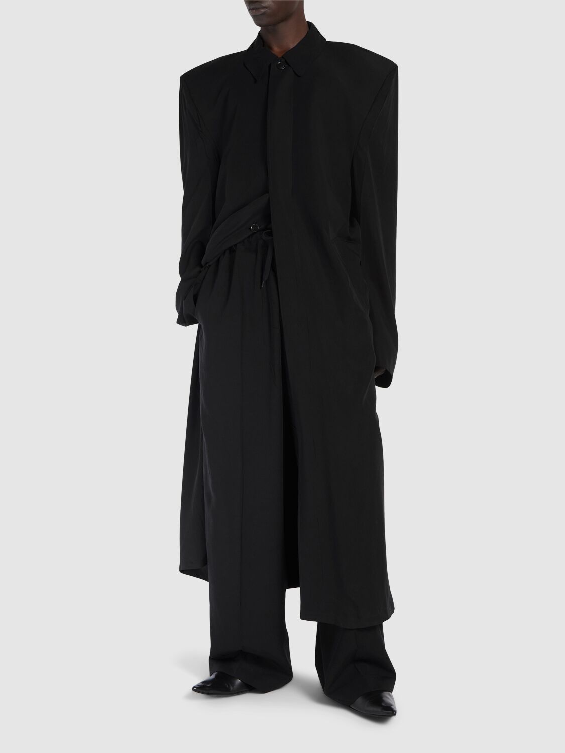 Shop Balenciaga Large Fluid Poplin Cotton Pants In Black