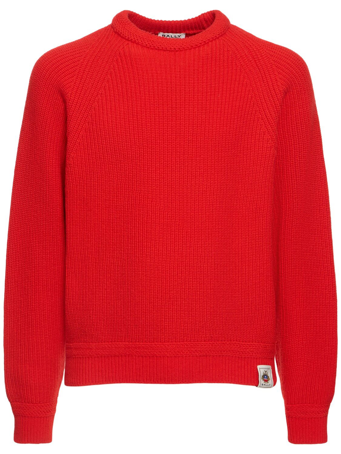Bally Wool Knit Crewneck Sweater In Candy Red 50
