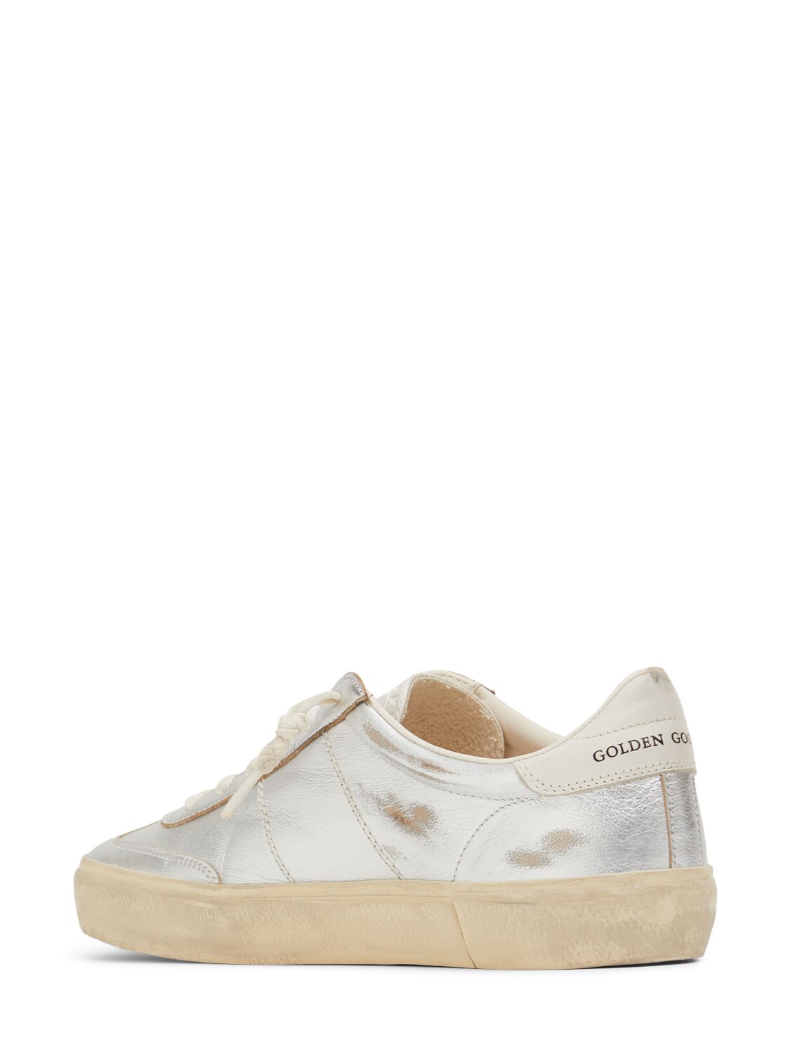 Shop Golden Goose 20mm Soul Star Laminated Leather Sneaker In Silver