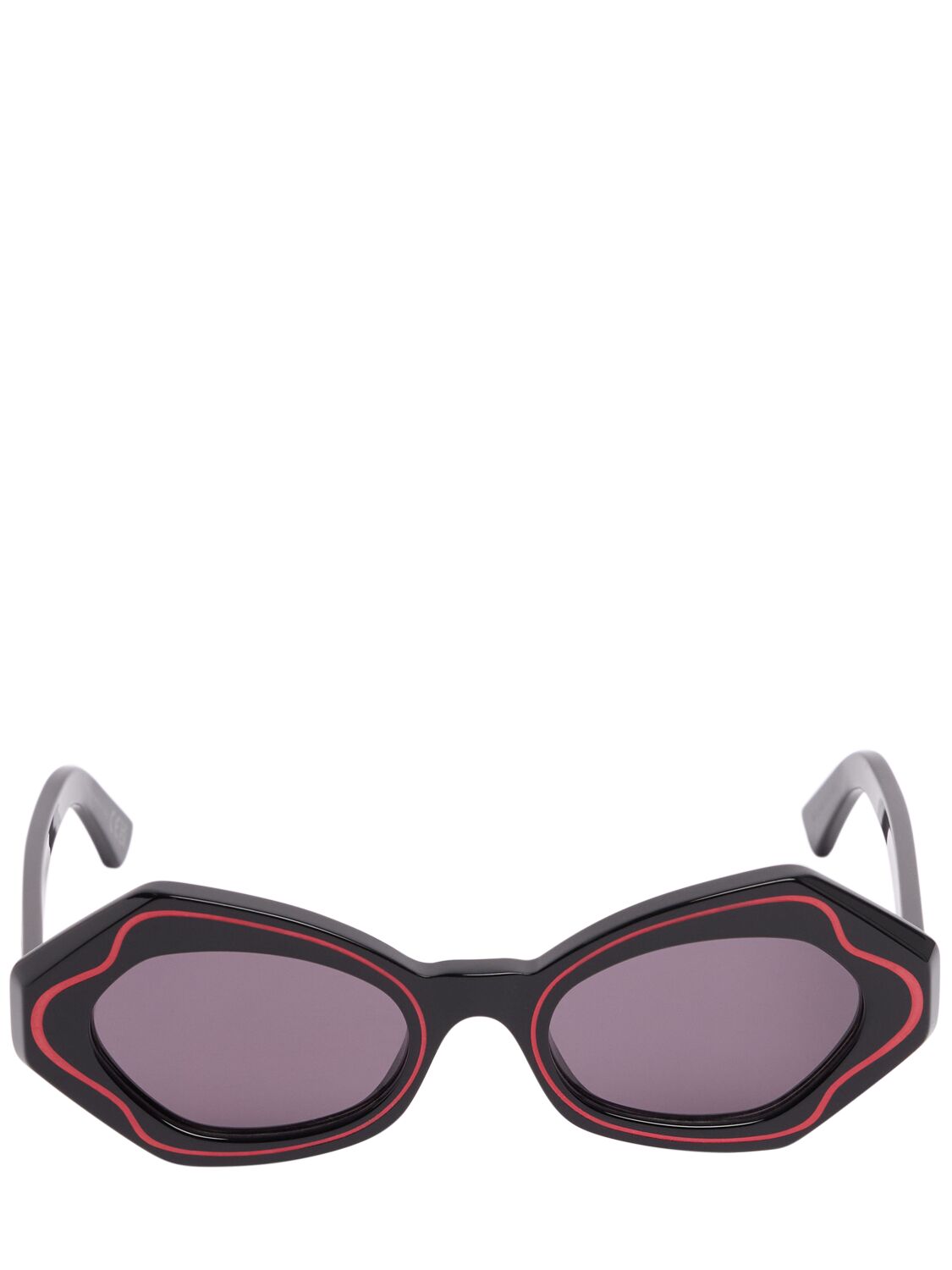 Marni Unlahand Round Sunglasses In Black,red