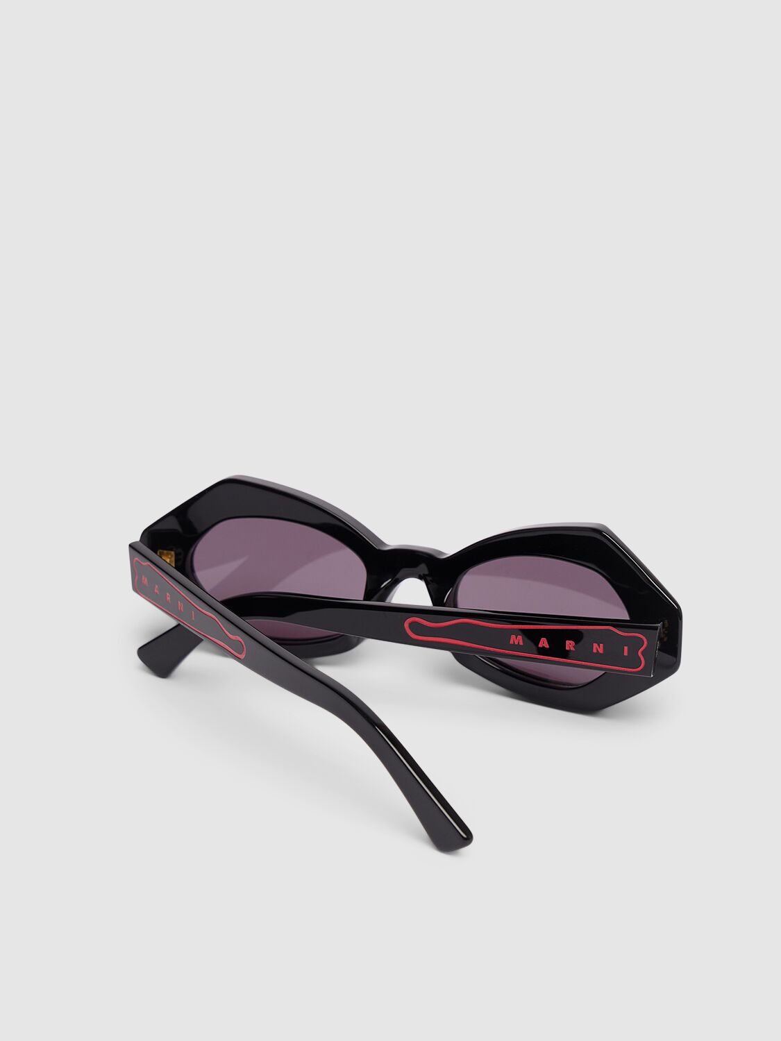 Shop Marni Unlahand Round Sunglasses In Black,red