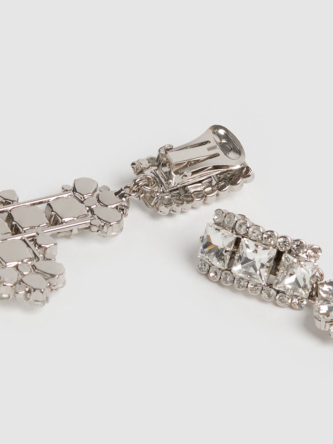 Shop Alessandra Rich Crystal Cross Earrings W/ Drops In Cry-silver