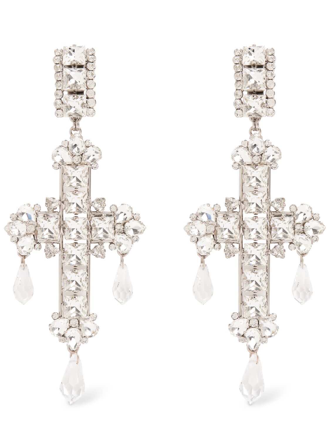 Crystal Cross Earrings W/ Drops
