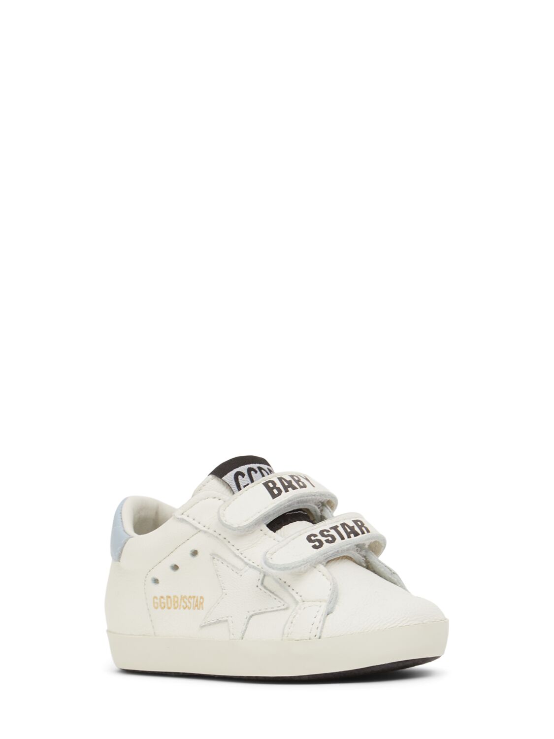 Shop Golden Goose Baby School Leather Pre-walker Set In 白色/蓝色